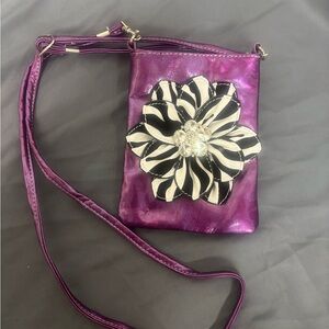 Purple Floral Crossbody Bag